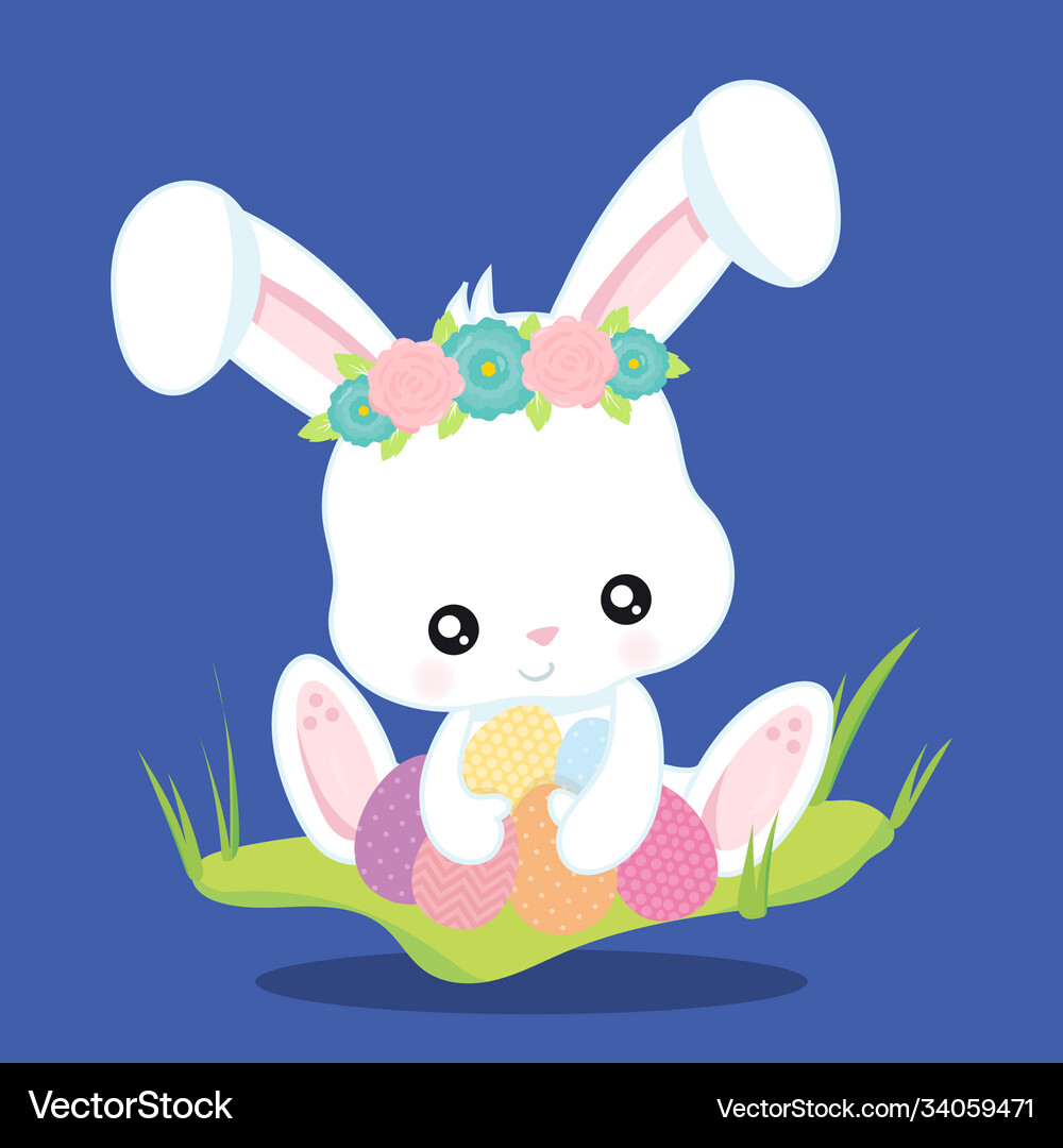 Easter rabbit blue 03 Royalty Free Vector Image