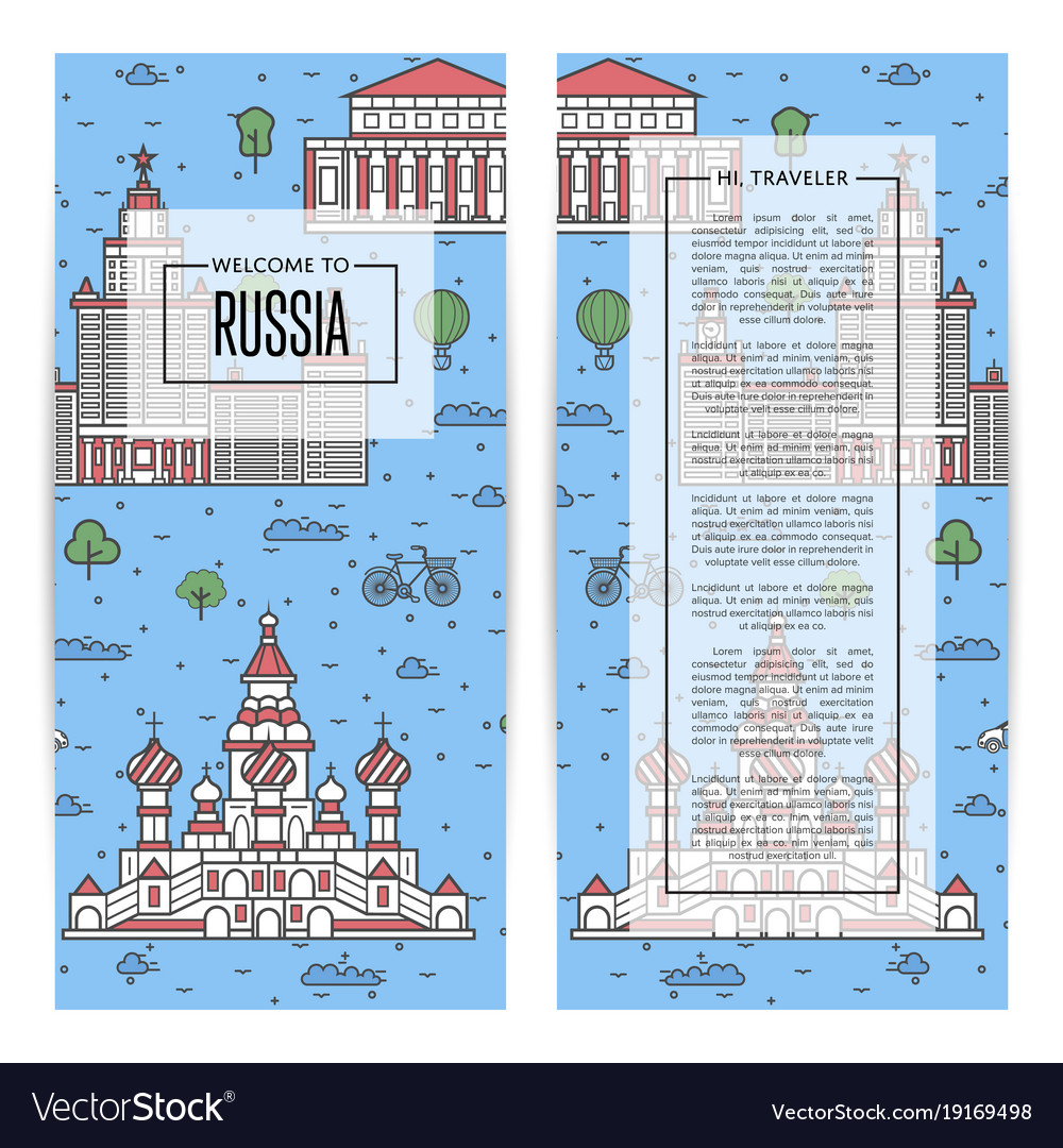 russia traveling flyers set in linear style vector image flyers ryssua
