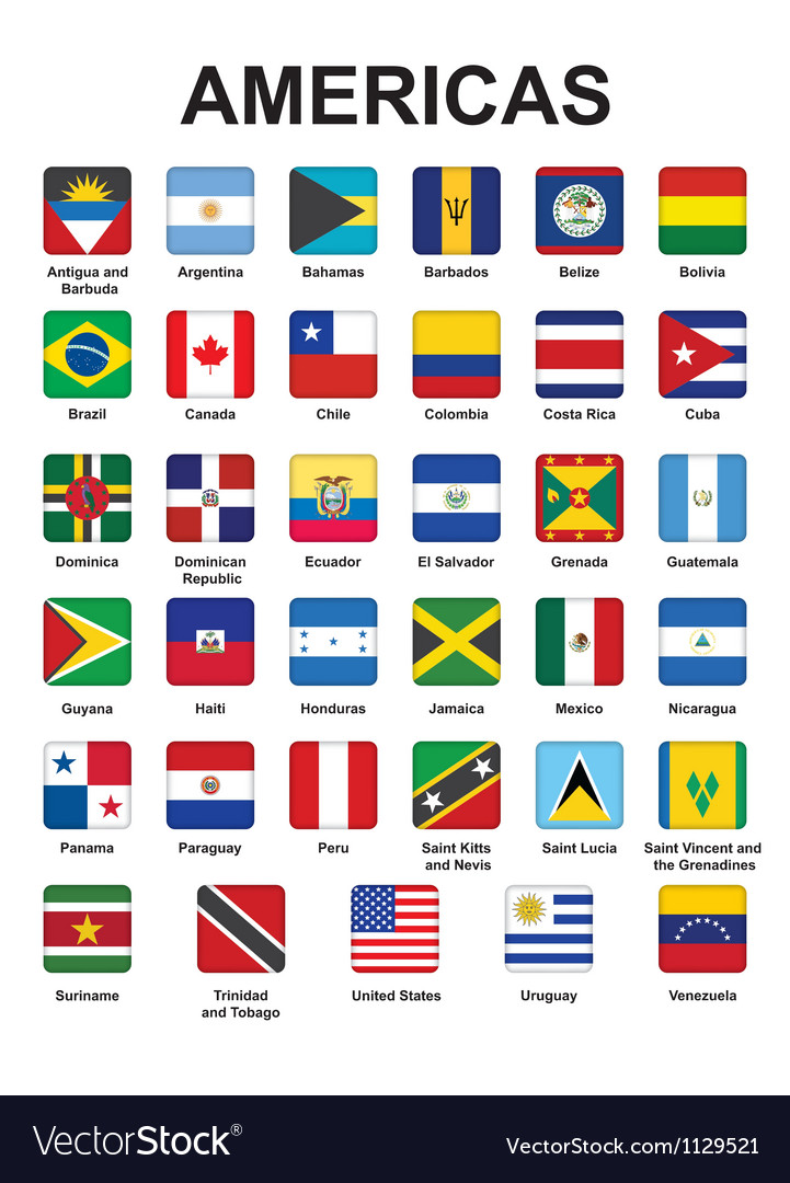 Flags of Americas Royalty Free Vector Image VectorStock