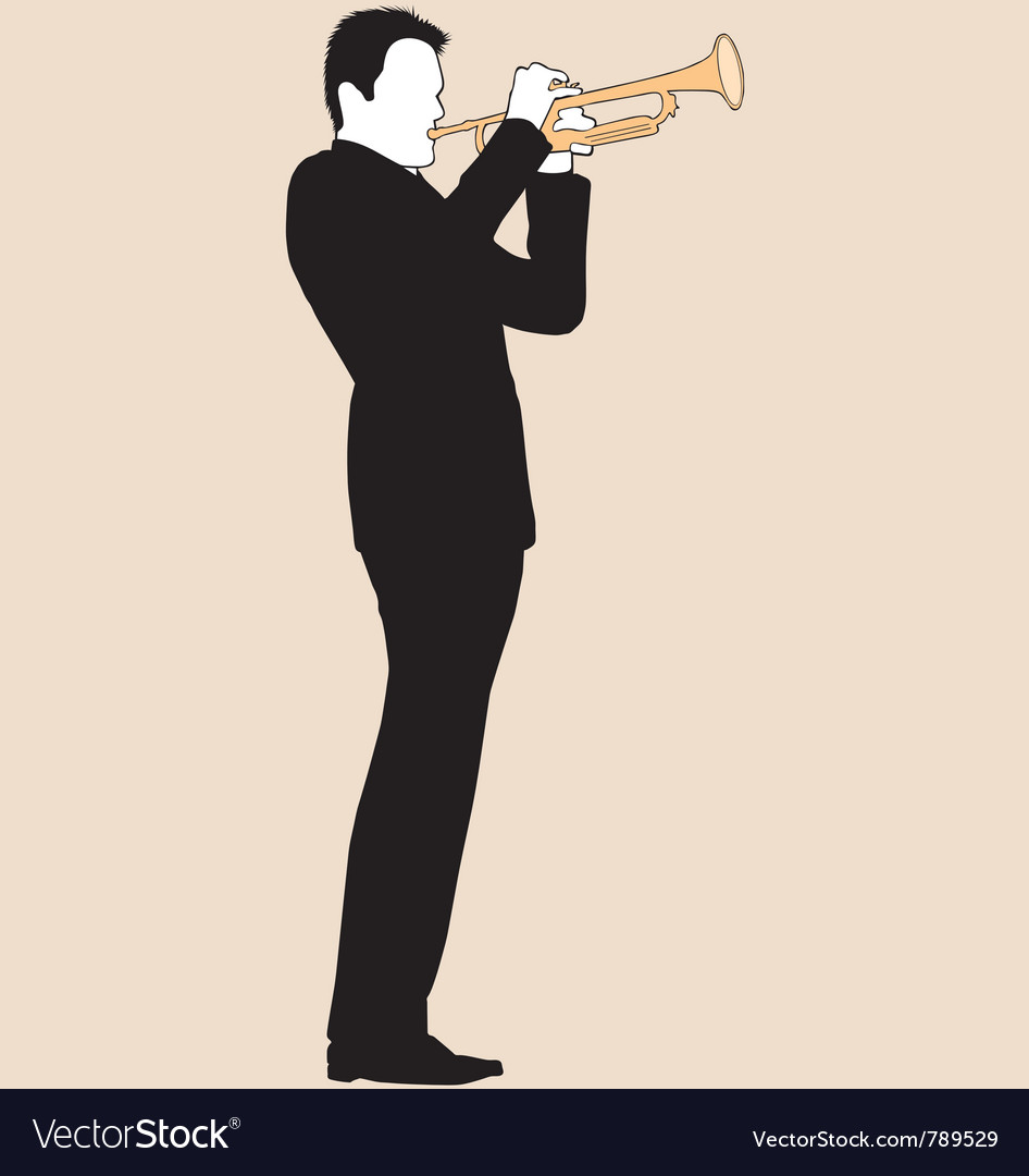 Trumpet Player Silhouette Royalty Free Vector Image