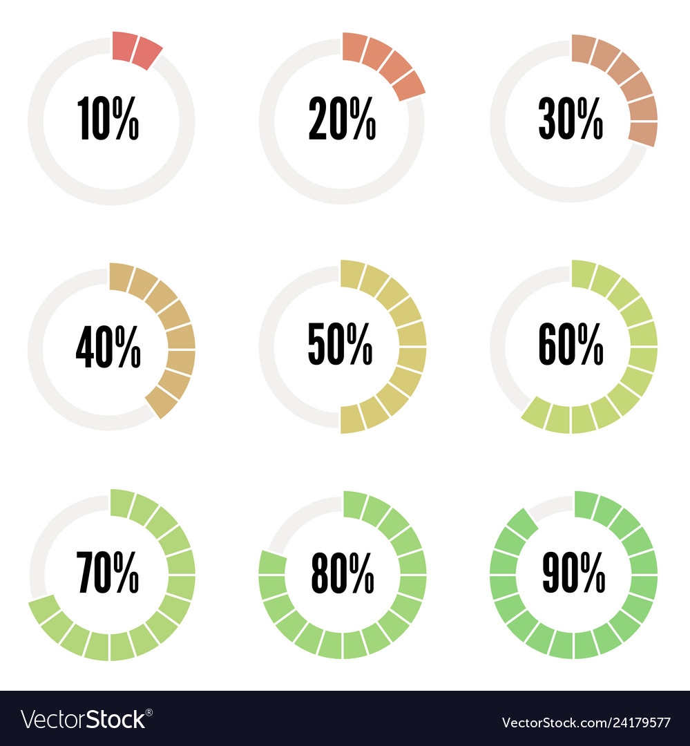 Color progress indicators set Royalty Free Vector Image