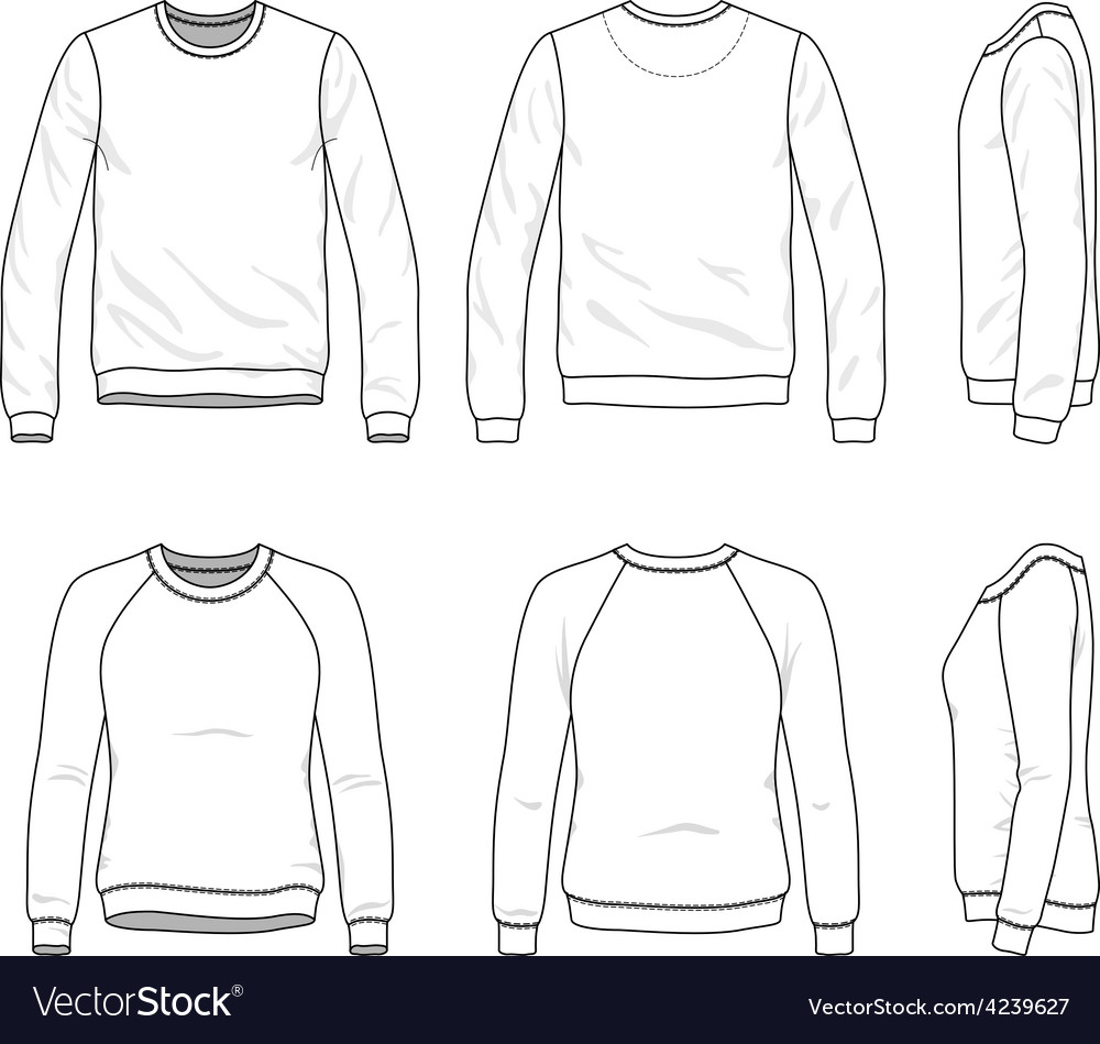 Download Front back and side views of blank sweatshirt Vector Image