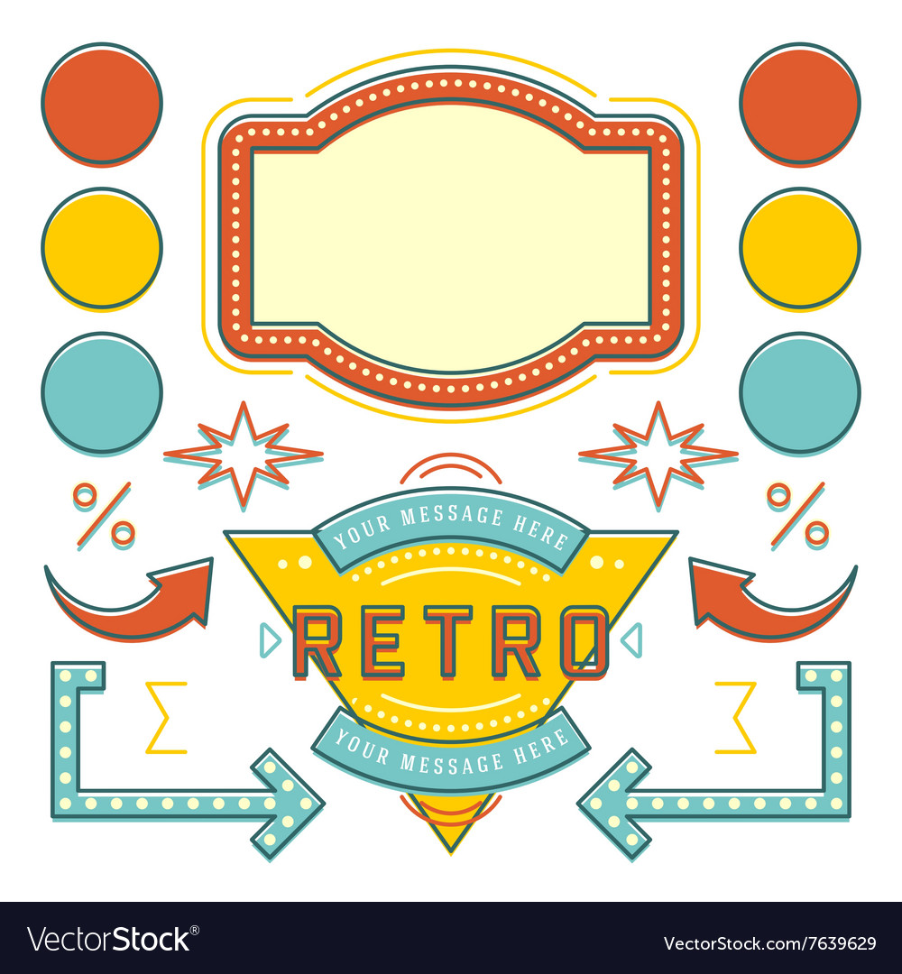 Retro American 1950s Sign Design Elements Set Vector Image