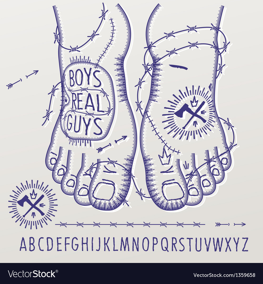 alphabet in style of the criminal tattoos vector image alphabet in style of the criminal tattoos vector image