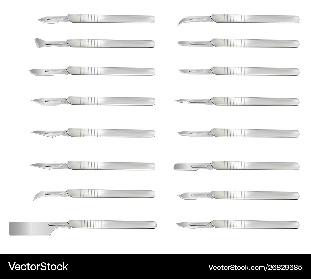 Set Surgical Scalpels With Removable Blades Vector Image