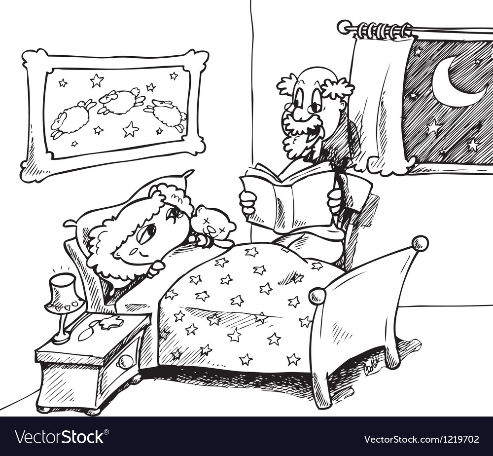 Download Grandpa reading to granddaughter Royalty Free Vector Image