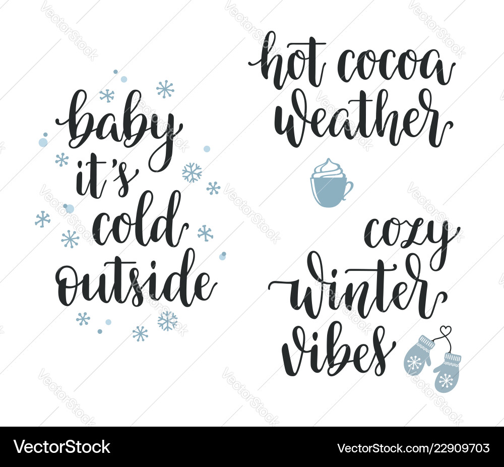 Winter inspirational calligraphy set Royalty Free Vector
