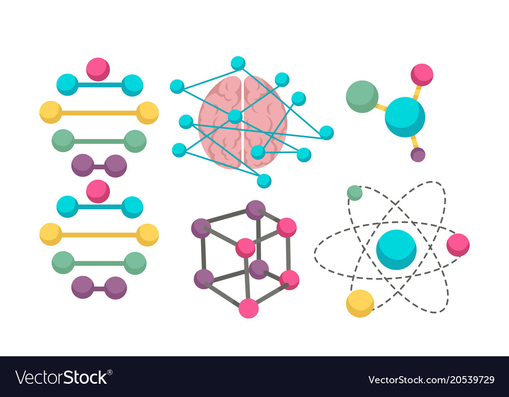 dna molecule icons for science in molecular vector image
