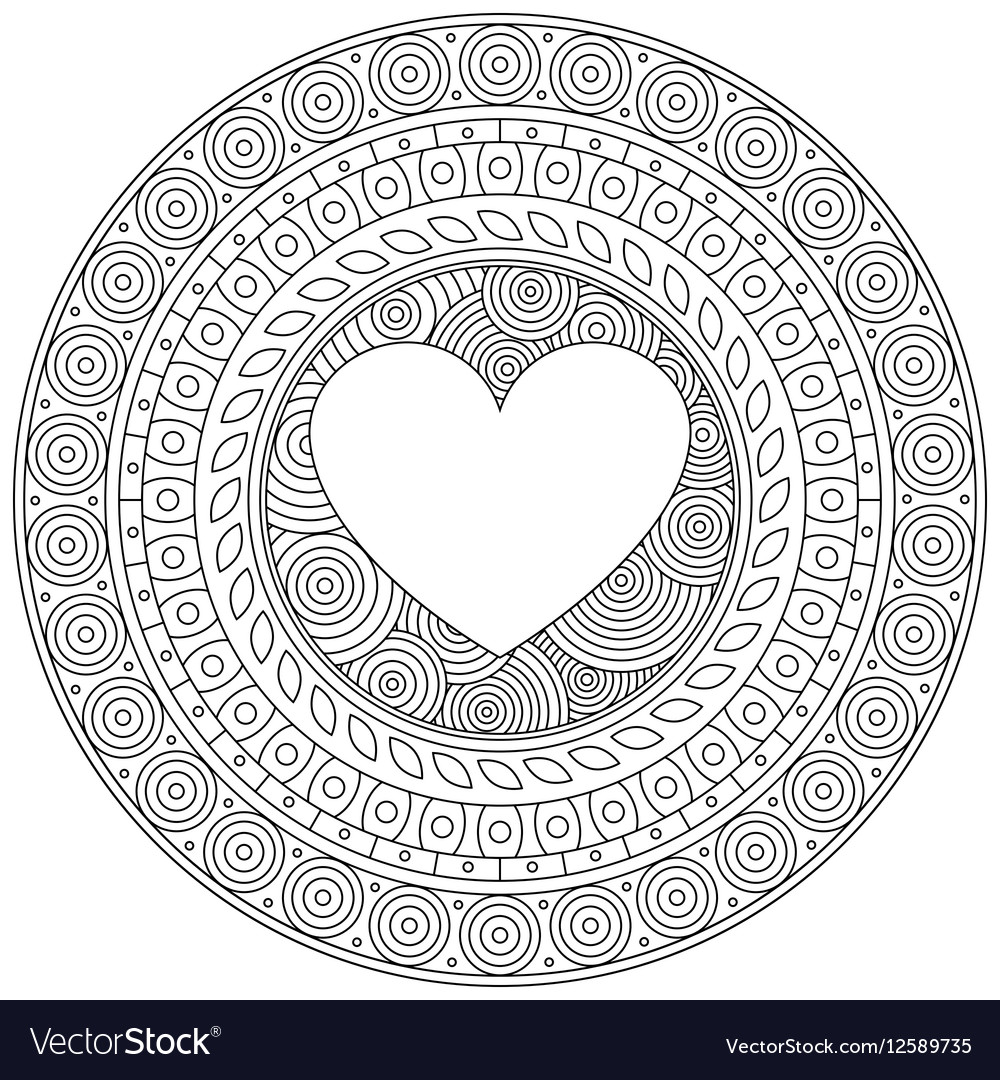 Download Mandala heart for Valentine day Decorative round Vector Image