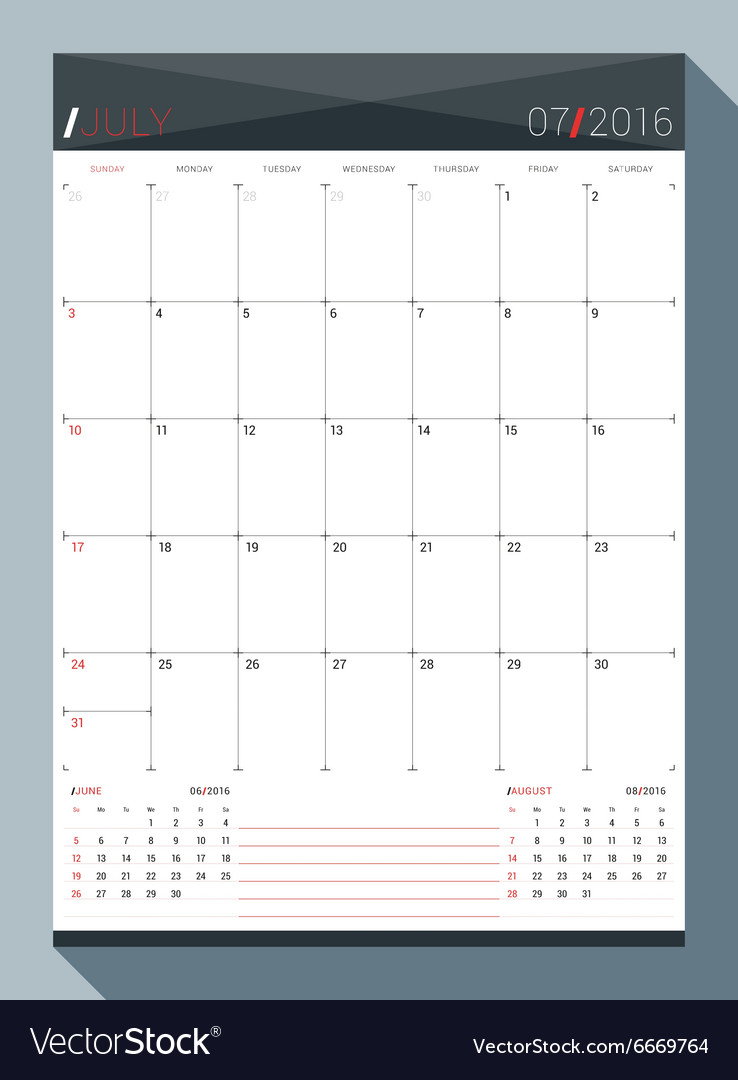 monthly calendar july