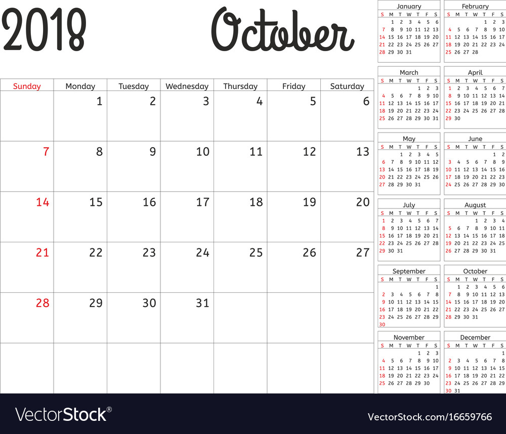 simple 2018 calendar