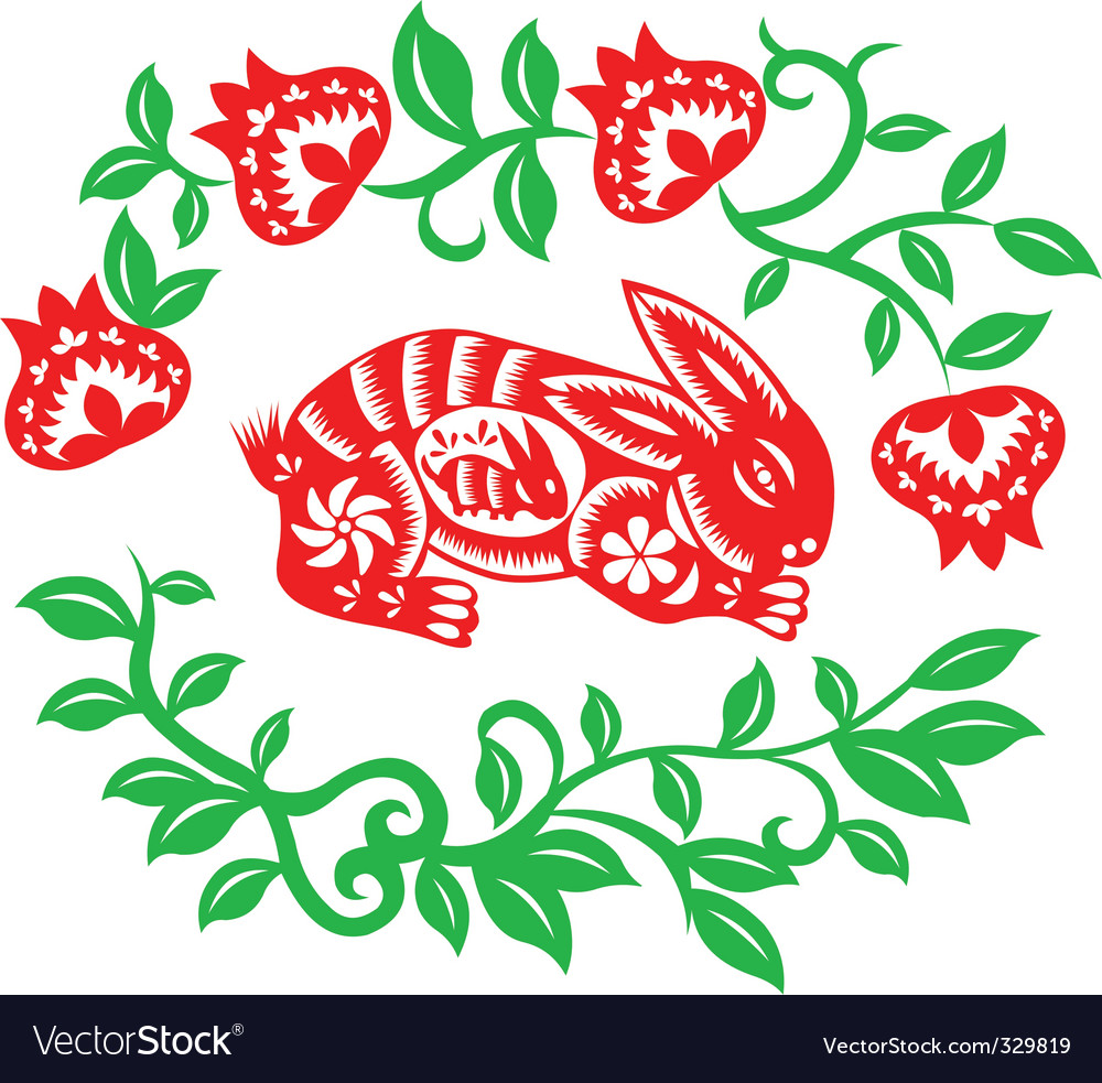 Chinese new year rabbit Royalty Free Vector Image