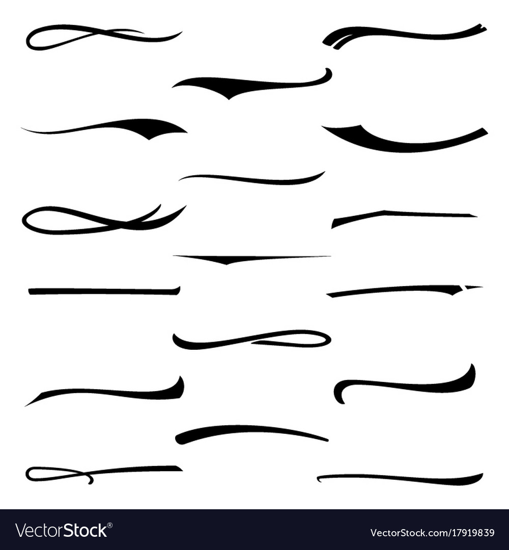 Underline set lettering lines isolated on white Vector Image