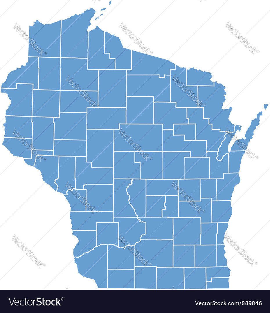 State Map Of Wisconsin By Counties Royalty Free Vector Image State Map Of Wisconsin By Counties Royalty Free Vector Image