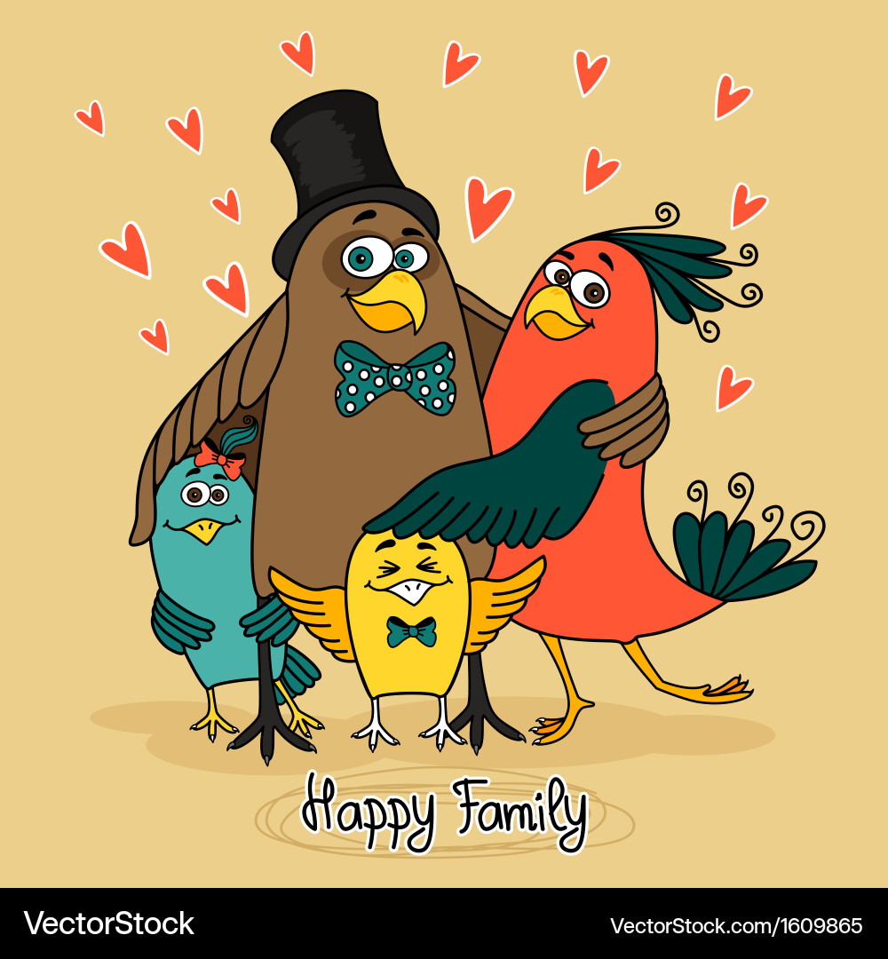 Birds happy family Royalty Free Vector Image VectorStock