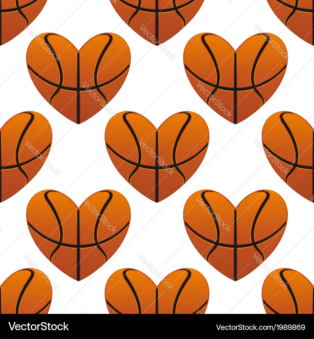 Basketball hearts in a seamless pattern Royalty Free Vector
