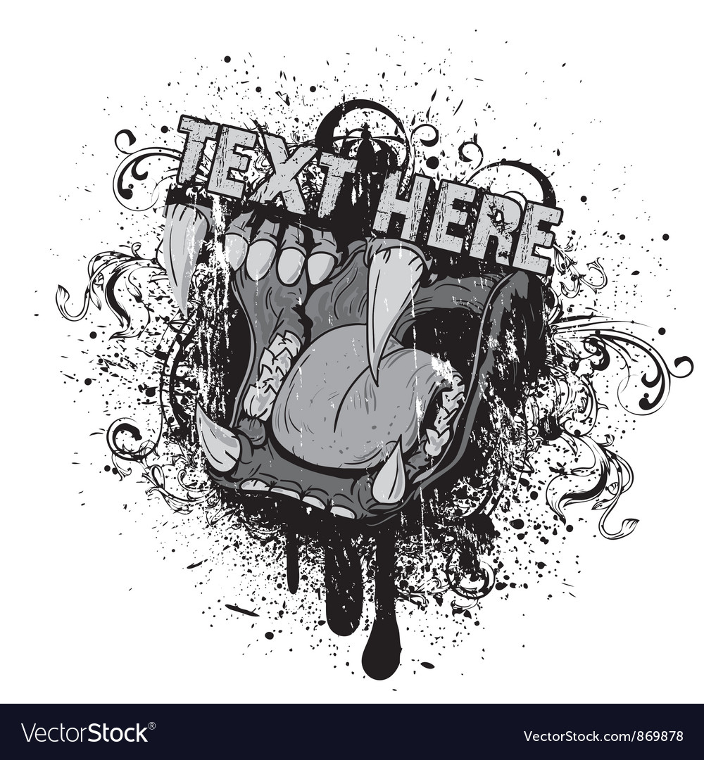 Download Vintage t-shirt design with animal mouth Royalty Free ...