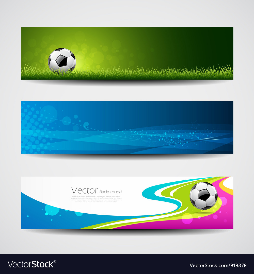 Banner headers soccer ball set design Royalty Free Vector