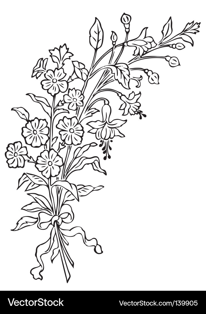 Antique flowers engraving Royalty Free Vector Image
