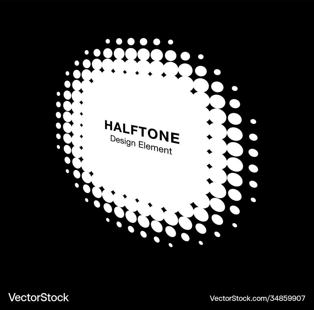 Halftone circle dots perspective logo frame Vector Image