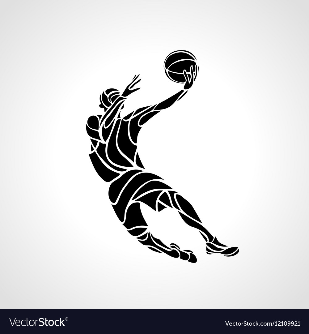 basketball player slam dunk silhouette vector image