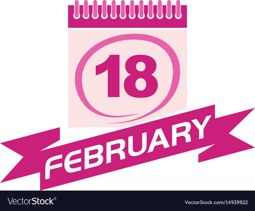 18 february calendar with ribbon Royalty Free Vector Image