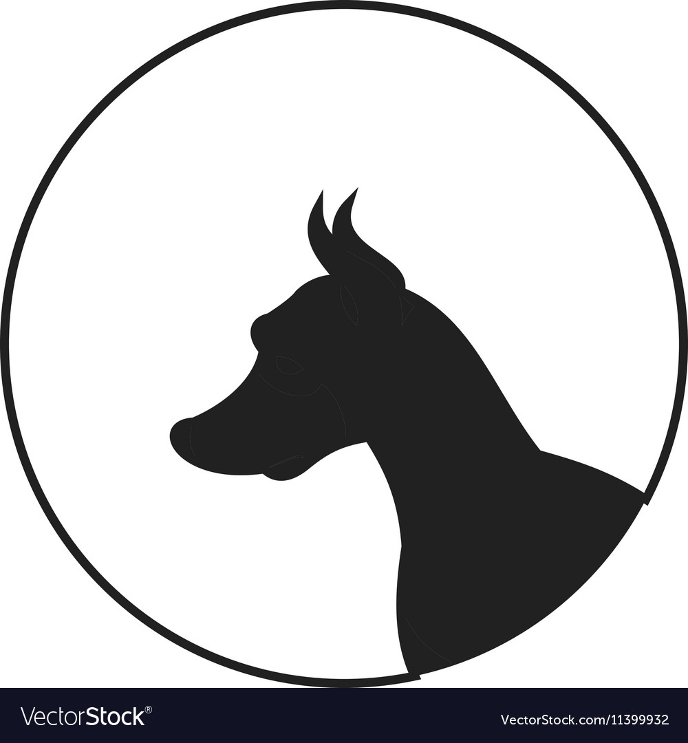 silhouette of a dog head doberman pinscher vector image