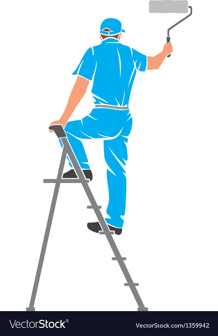 A Man Painting The Wall Vector Image A Man Painting The Wall Vector Image