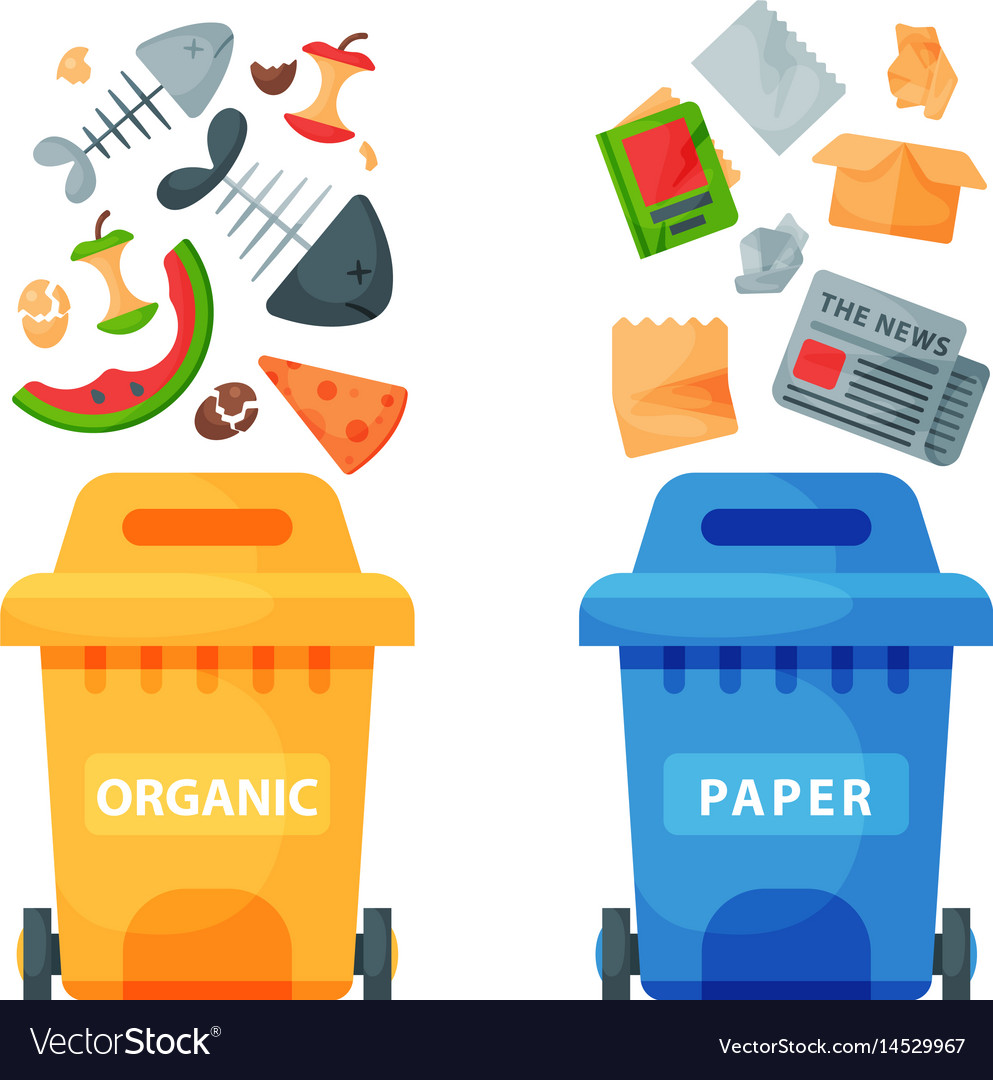 Recycling Garbage Elements Trash Bags Tires Vector Image
