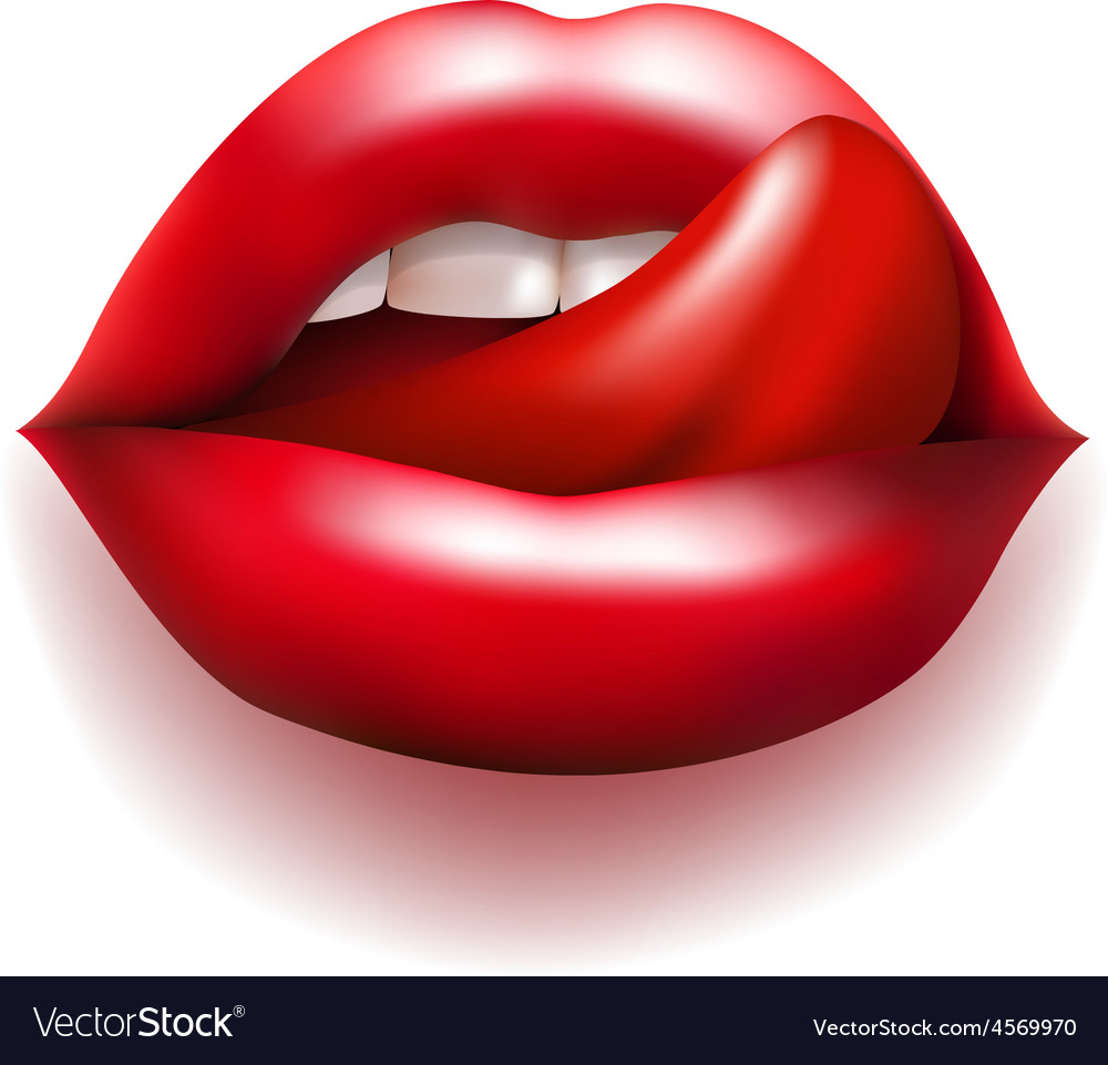 Download Mouth with red lips and tongue Royalty Free Vector Image