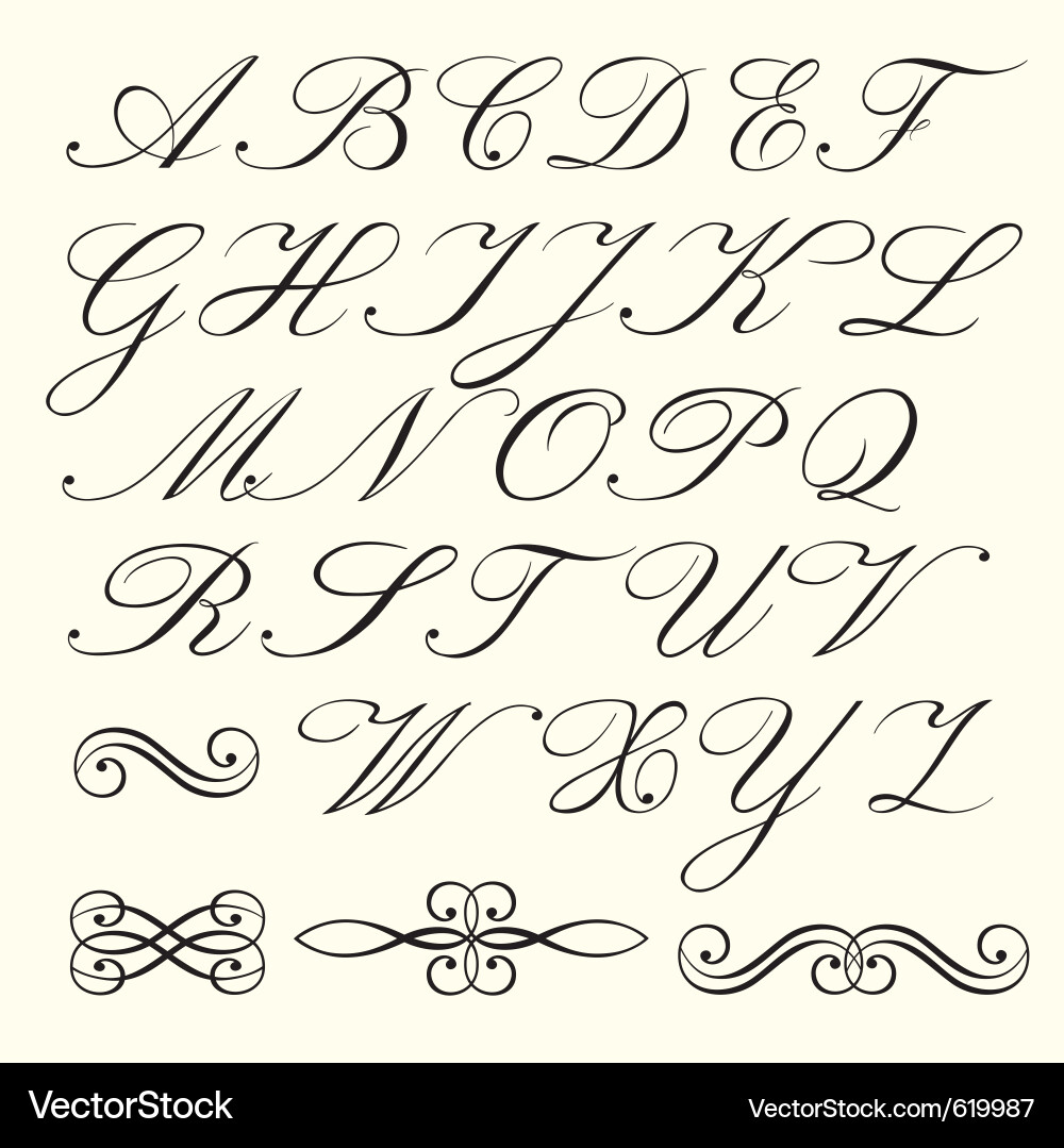 Script alphabet Royalty Free Vector Image - VectorStock