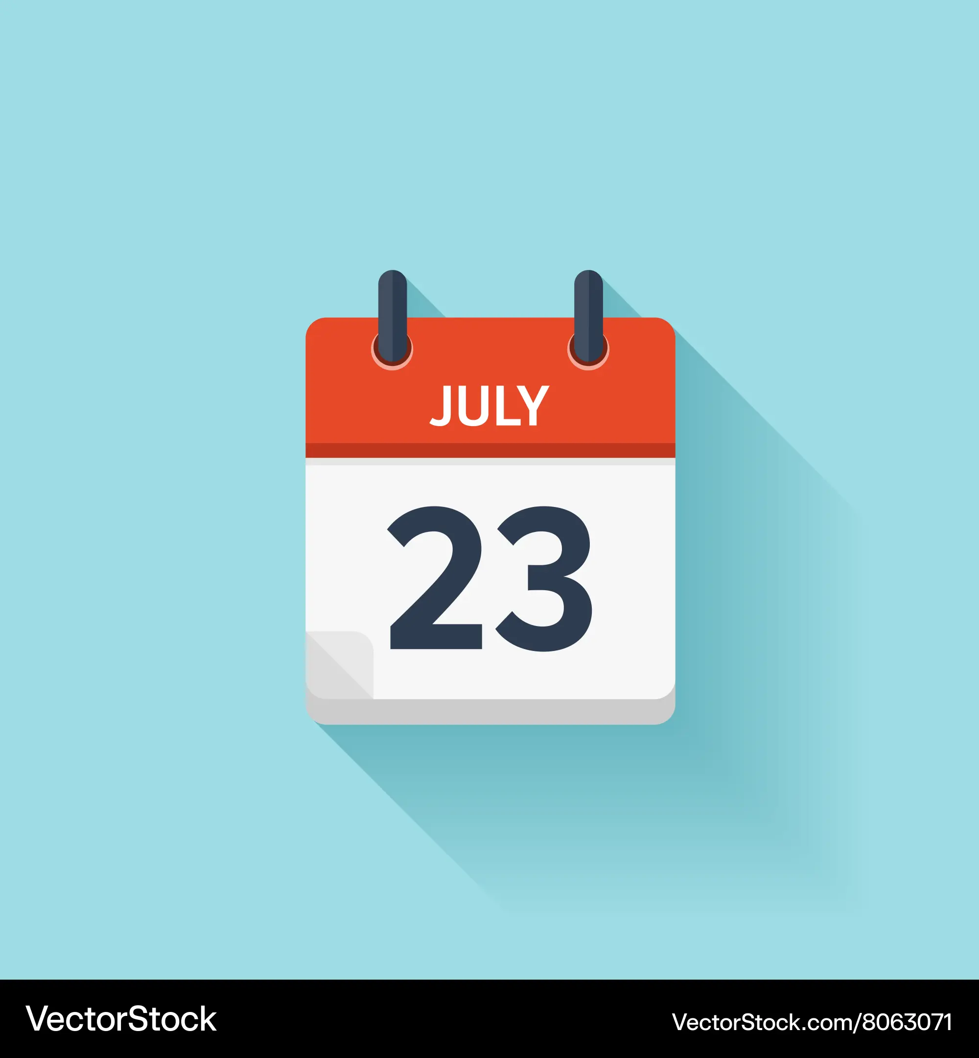 July 23 flat daily calendar icon date Royalty Free Vector