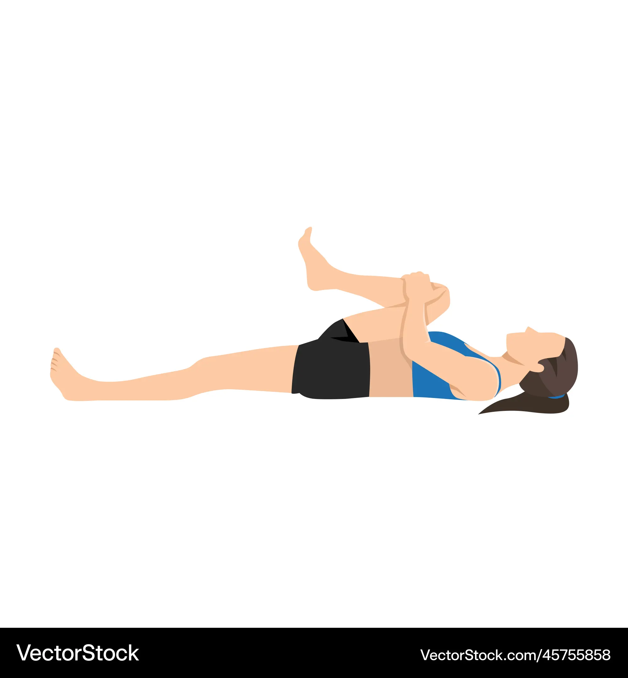 Woman doing prone hamstring stretch or laying Vector Image