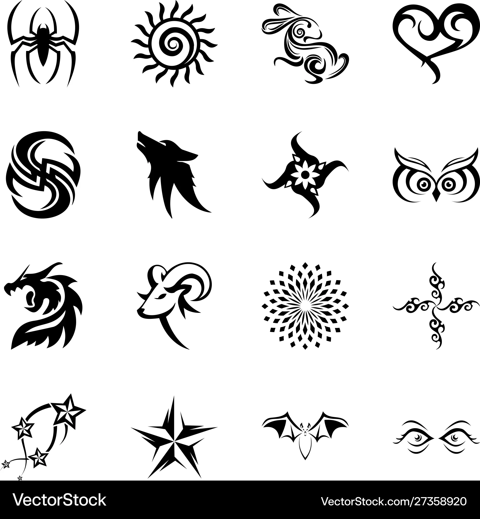 tribal Tribal tattoos glyph icons Royalty Free Vector Image