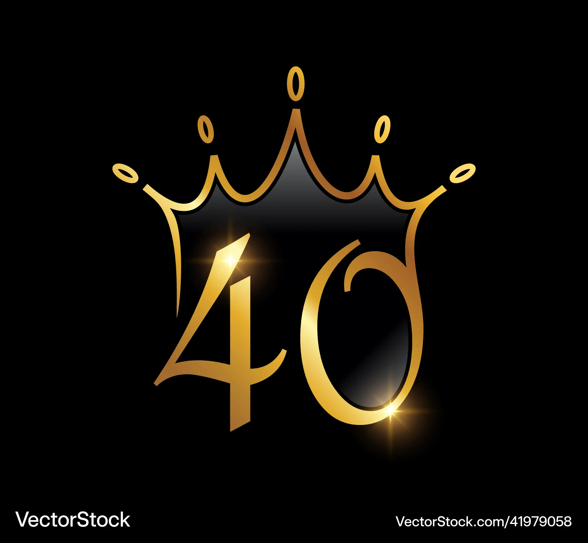 Golden luxury crown monogram number 40 Royalty Free Vector