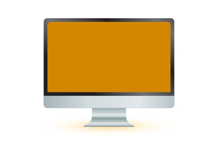 Computer screen on ochre color background mock up vector image