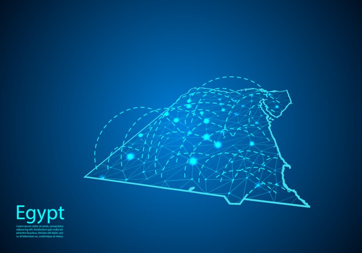Egypt map with nodes linked by lines concept vektorbild
