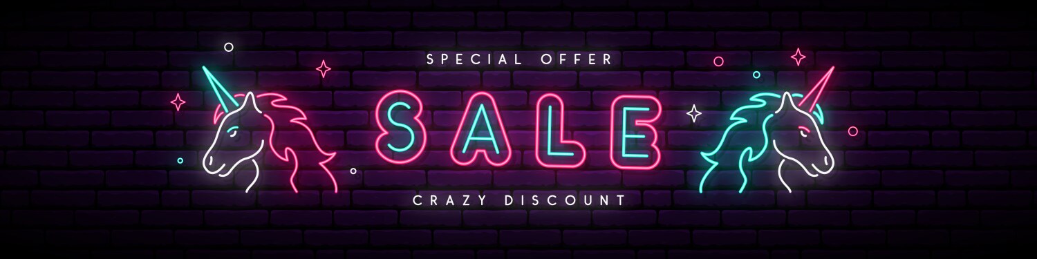 Neon sale sign bright glowing promotion design Vector Image