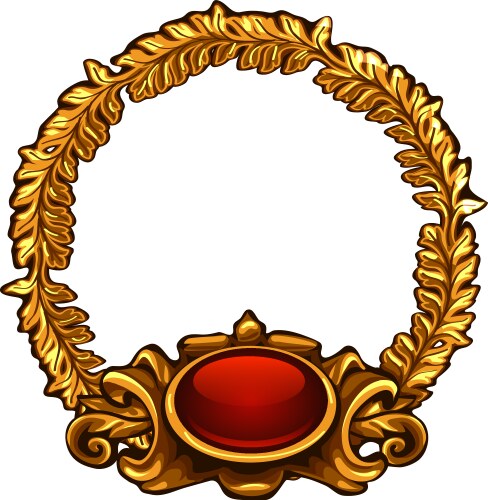 round gold frame with red button and copy space vector