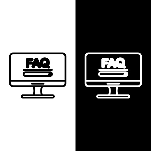 Set line computer monitor with text faq vektorbild