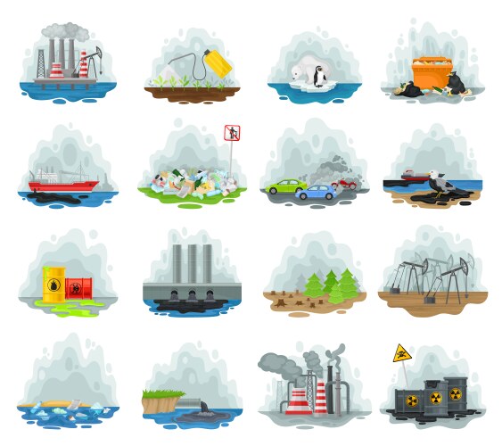 Environmental pollution set of radioactive Vector Image