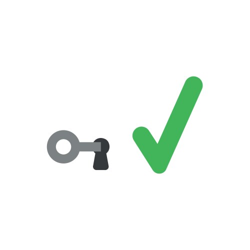 Flat design concept of key in keyhole with check vector image