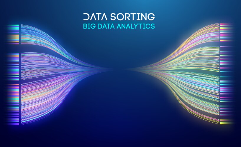 Abstract big data flow with colorful lines vector image