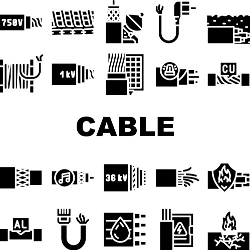 Cable wire electrical system icon hand drawn Vector Image