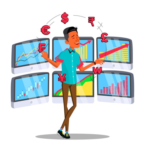 character online trader juggles currency vector image