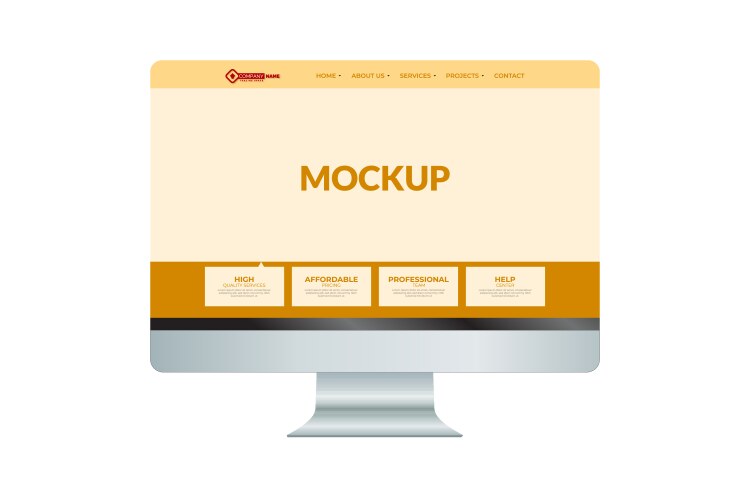 Computer screen on bright color background mock vector image