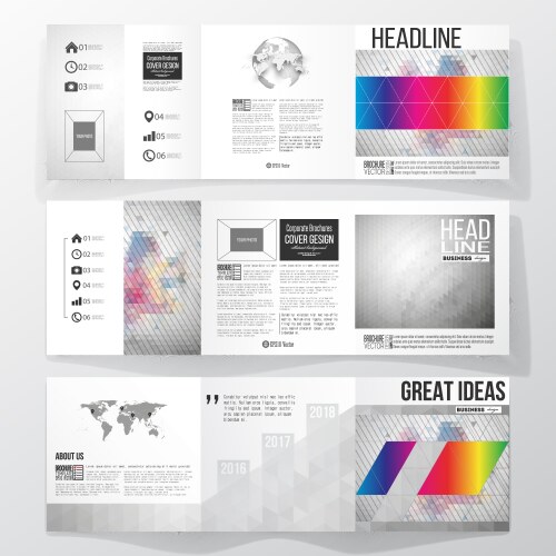 Set of tri-fold brochures square design vector image