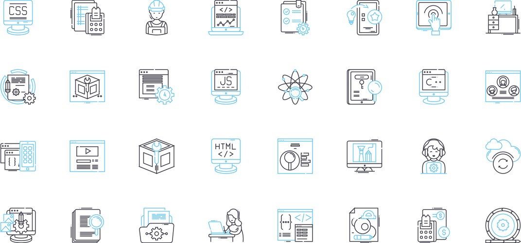 Computer science linear icons set algorithm vektorbild