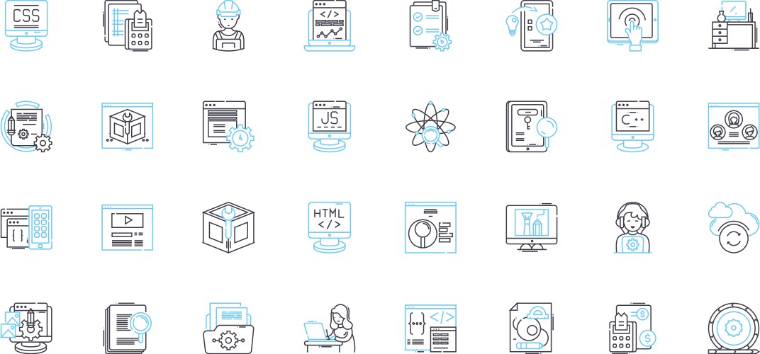 Computer science linear icons set algorithm vector image