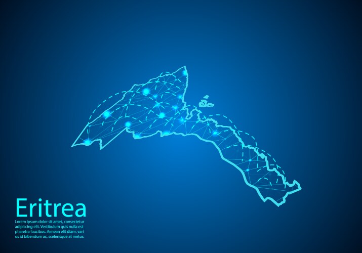 Eritrea map with nodes linked by lines concept vector image